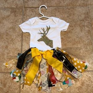 Custom made onesie and fabric tutu 12 mo